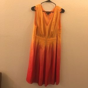 Sunset Ombré Dress INC International Concepts 100% Silk Orange and Red Dress 16W
